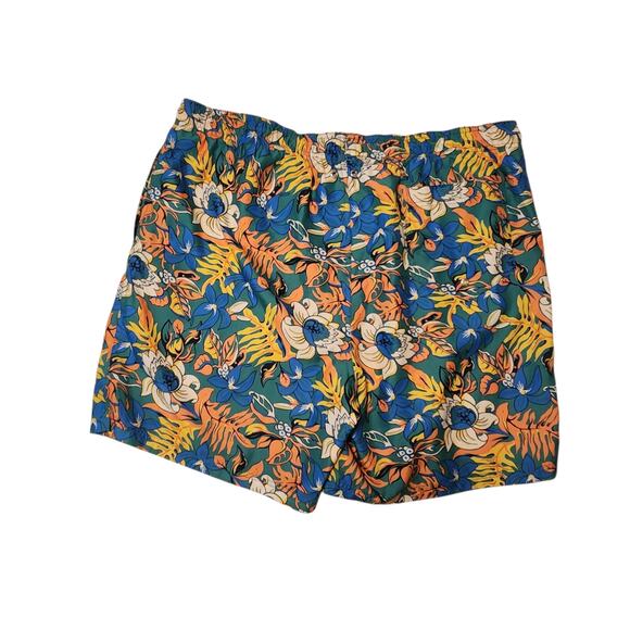 Lands' End Swim Trunks, lined,  sz XXL 42 8" length, Hawaiian Floral Print - Picture 1 of 7